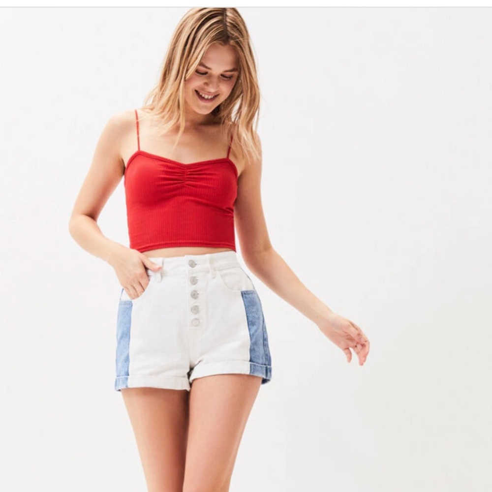 PacSun Two Mix Blue Denim Mom Shorts